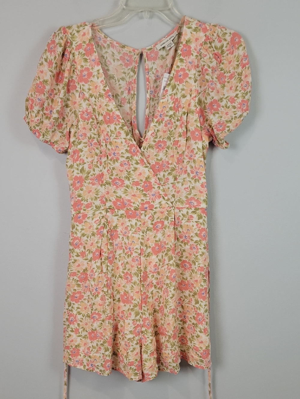 American Eagle floral puff sleeve romper Small
